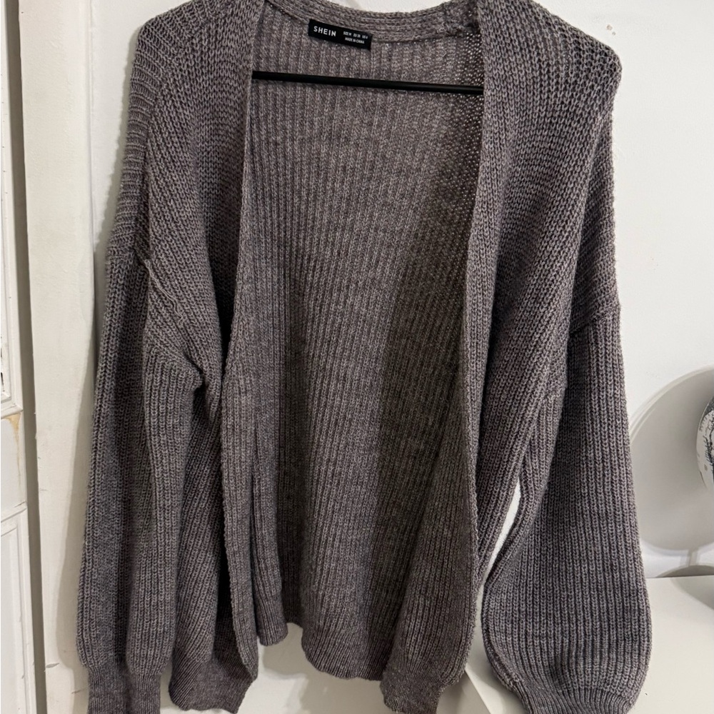 SHEIN Gray Knit Cardigan Sweater